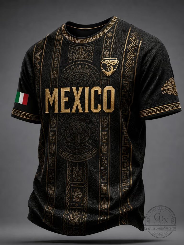 Mexico National Football Team Aztec Gold Pattern Black Soccer Jersey 30 Mexico National Football Team Aztec Gold Pattern Black Soccer Jersey