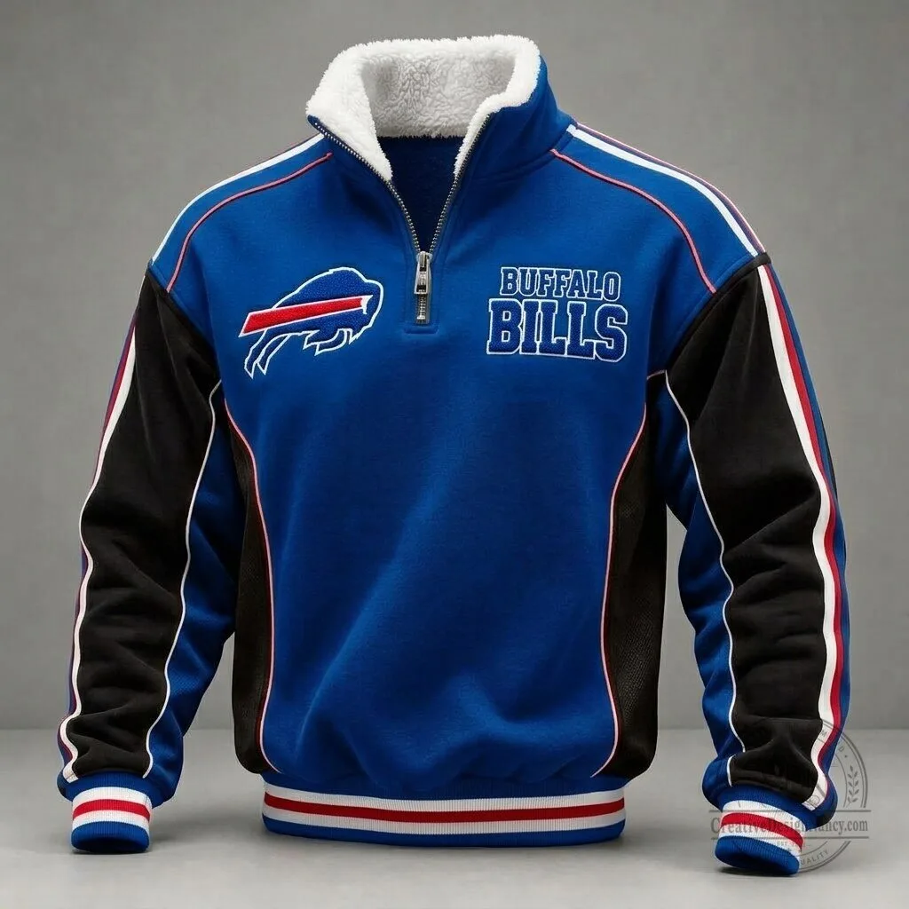Buffalo Bills Sherpa Lined Quarter Zip Pullover Jacket