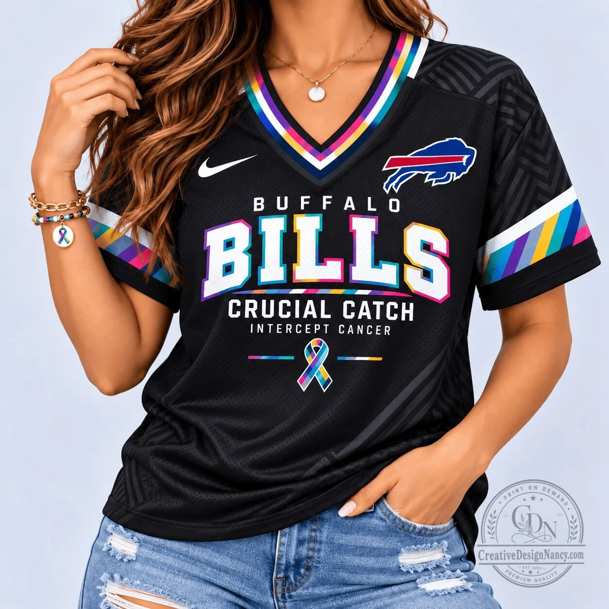 Buffalo Bills Crucial Catch Intercept Cancer NFL Football Jersey