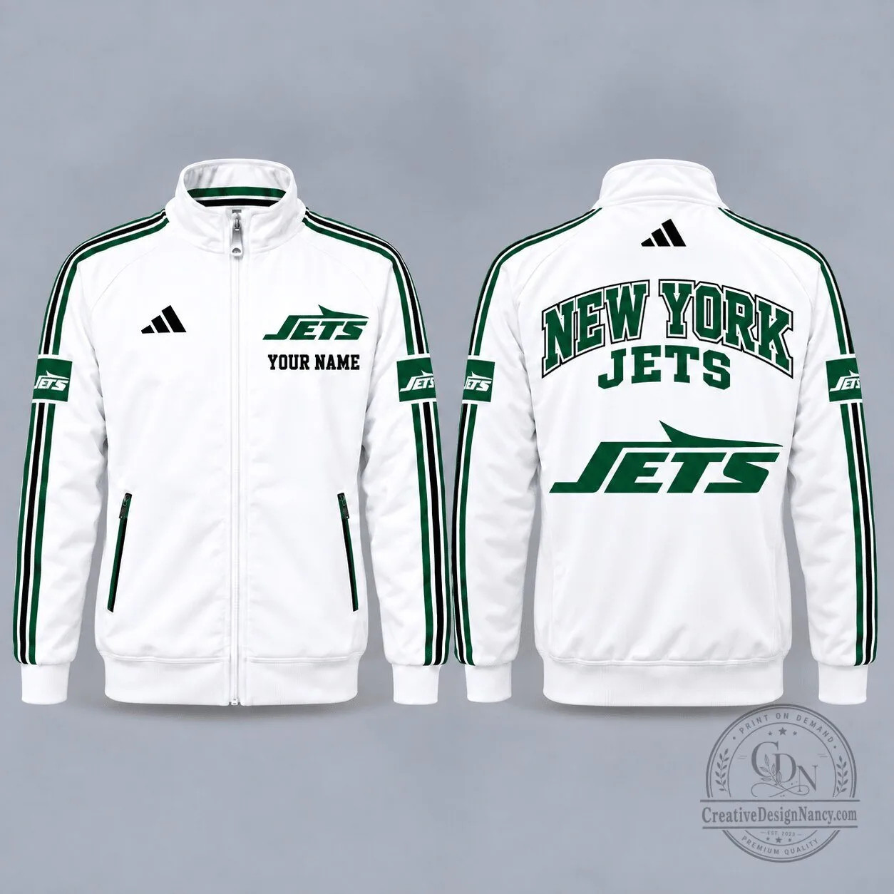 New York Jets Personalized Full-Zip Casual Jacket for Men and Women