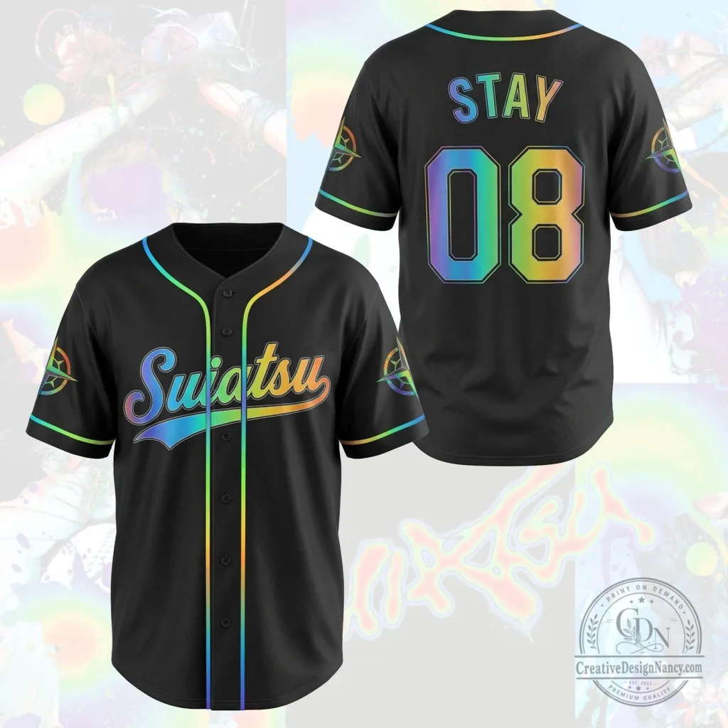Stray Kids Vivid Suiatsu Club Rainbow Baseball Jersey for Stay Fandom