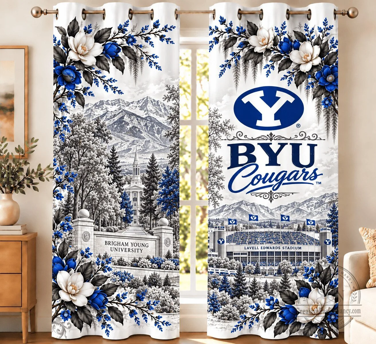 Brigham Young University Cougars Floral Heritage Window Curtain