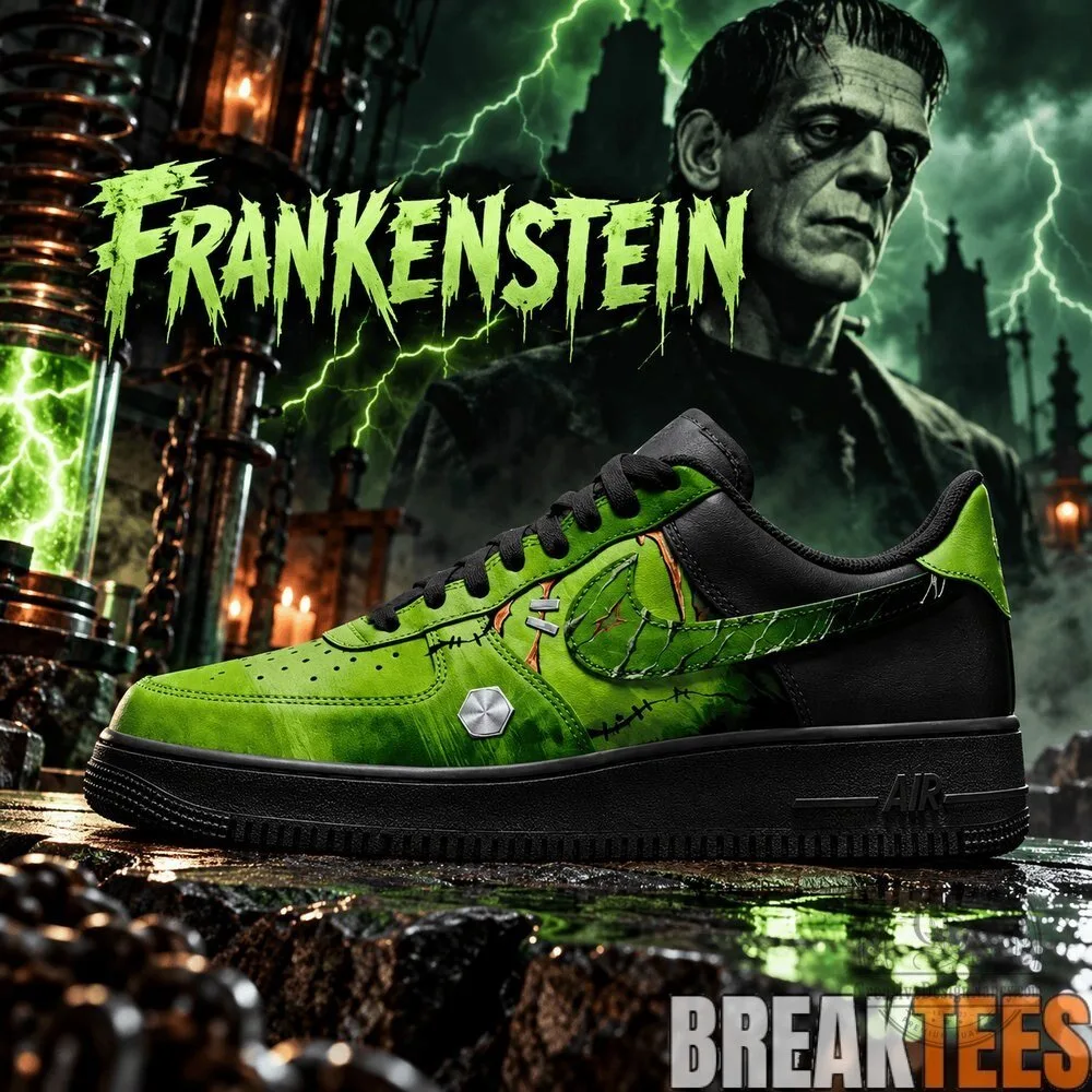 Frankenstein Monster Green and Black Halloween Custom Sneakers