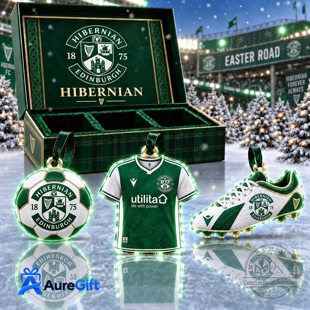 Hibernian Football Club Christmas Ornament Set