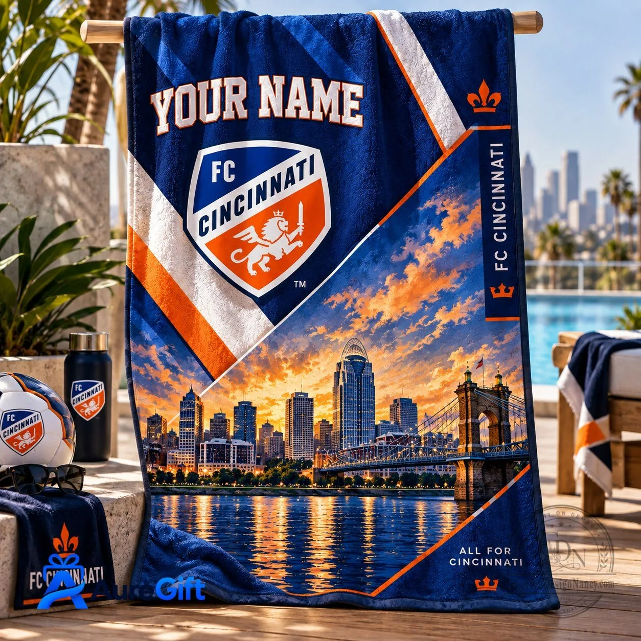 FC Cincinnati MLS Personalized Beach Towel