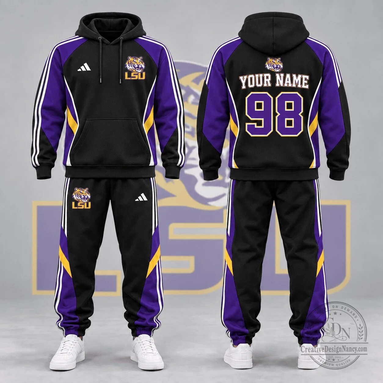 LSU Tigers Personalized Game Day Performance Hoodie and Jogger Set