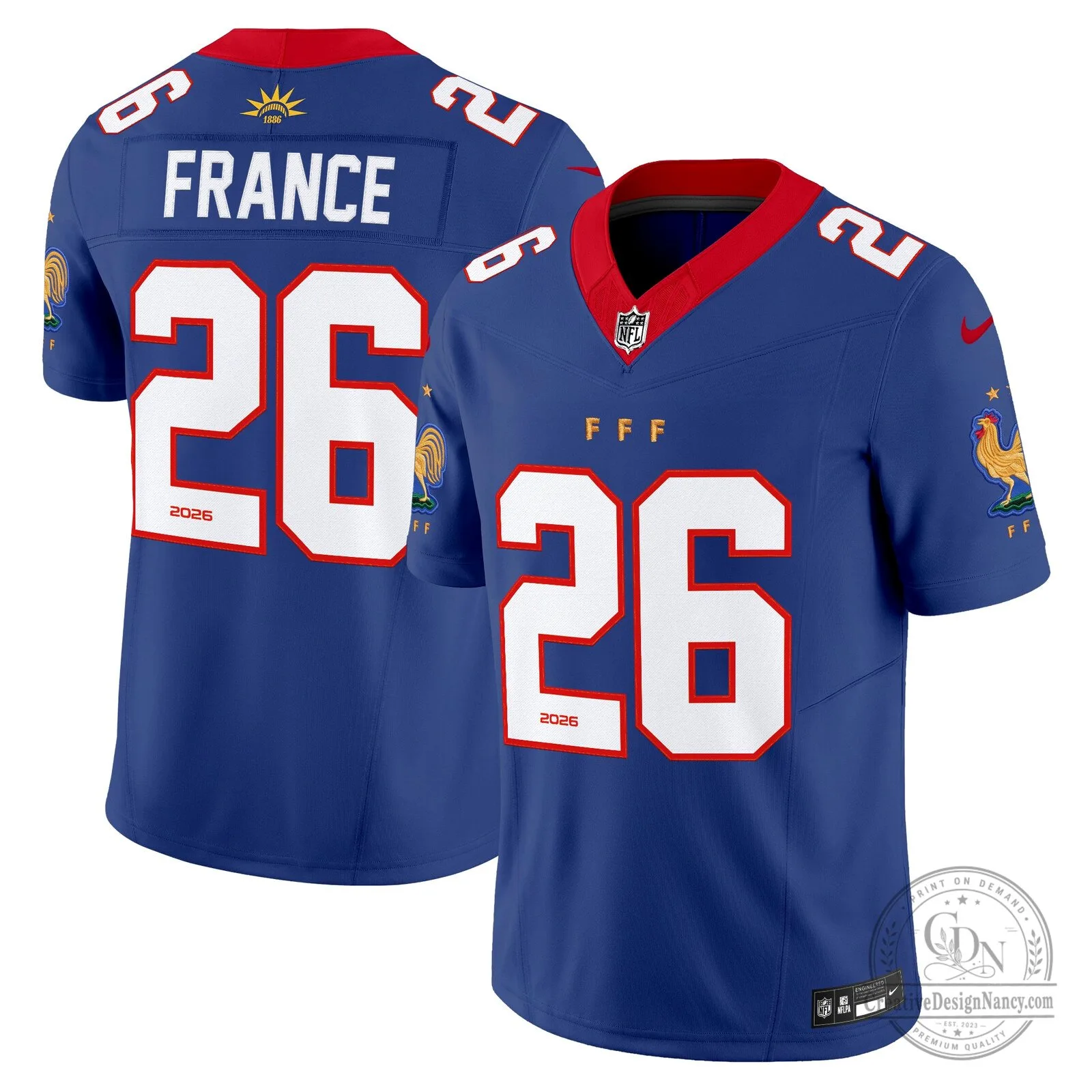 France National Team Number 26 Blue Football Jersey 8 France National Team Number 26 Blue Football Jersey