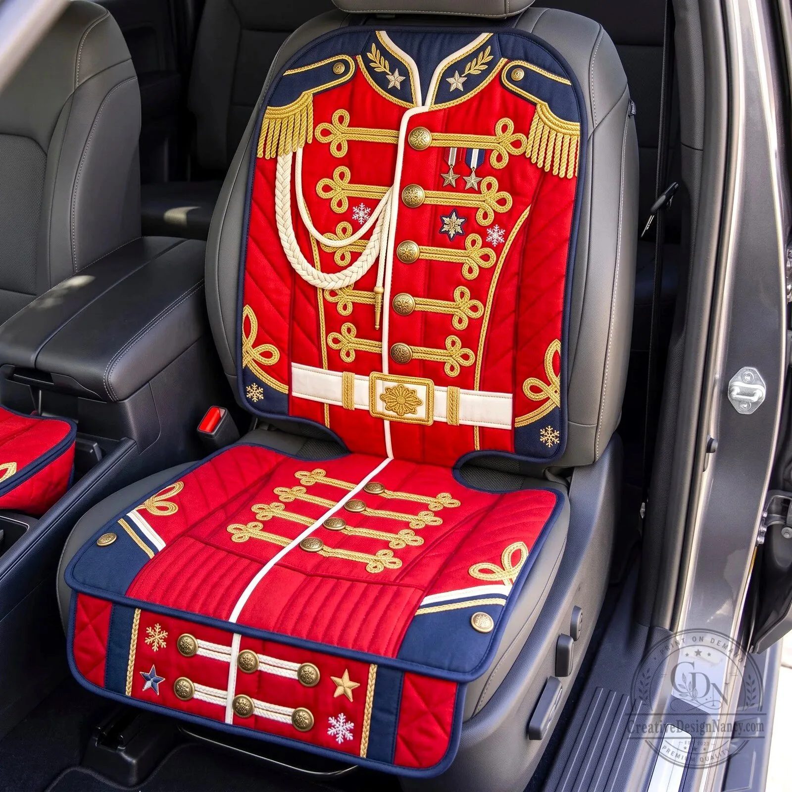 Nutcracker Soldier Christmas Uniform Quilted Car Seat Cover Protector