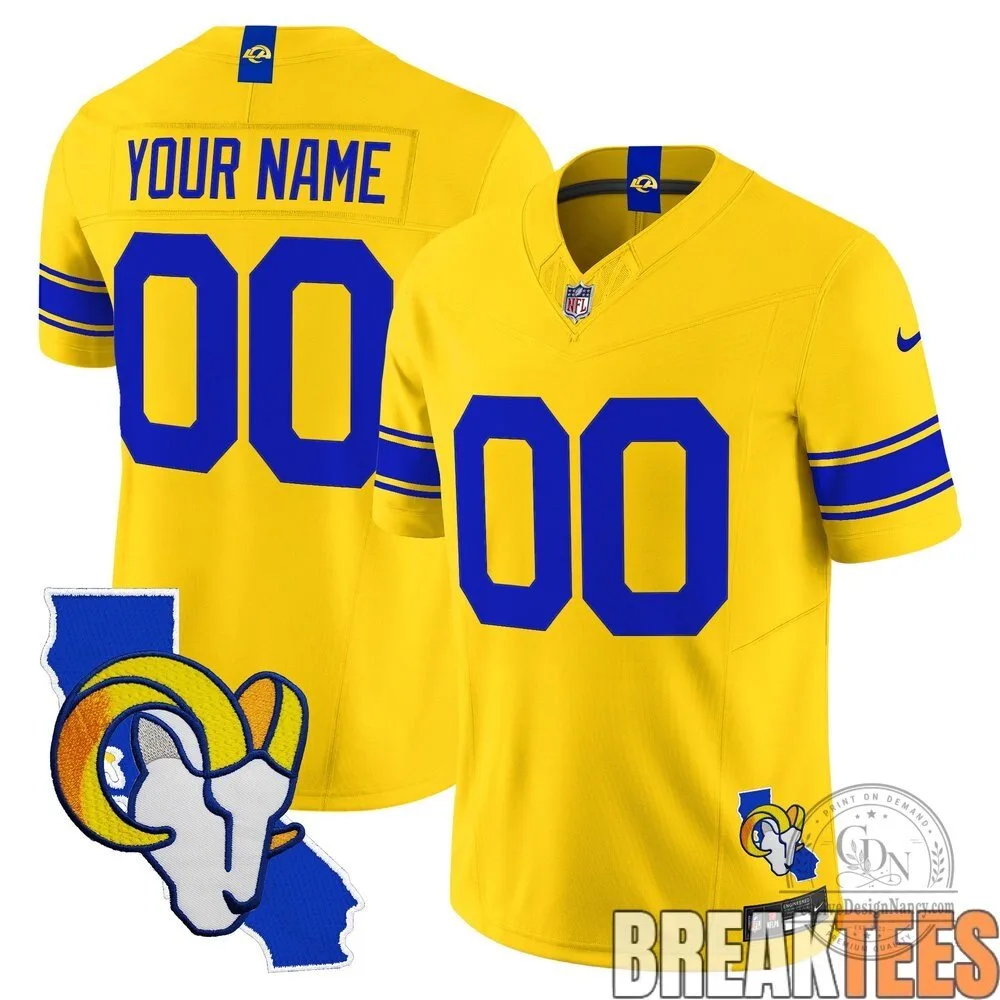 Los Angeles Rams Alternate Custom Football Jersey - California Map Edition 2 Los Angeles Rams Alternate Custom Football Jersey - California Map Edition