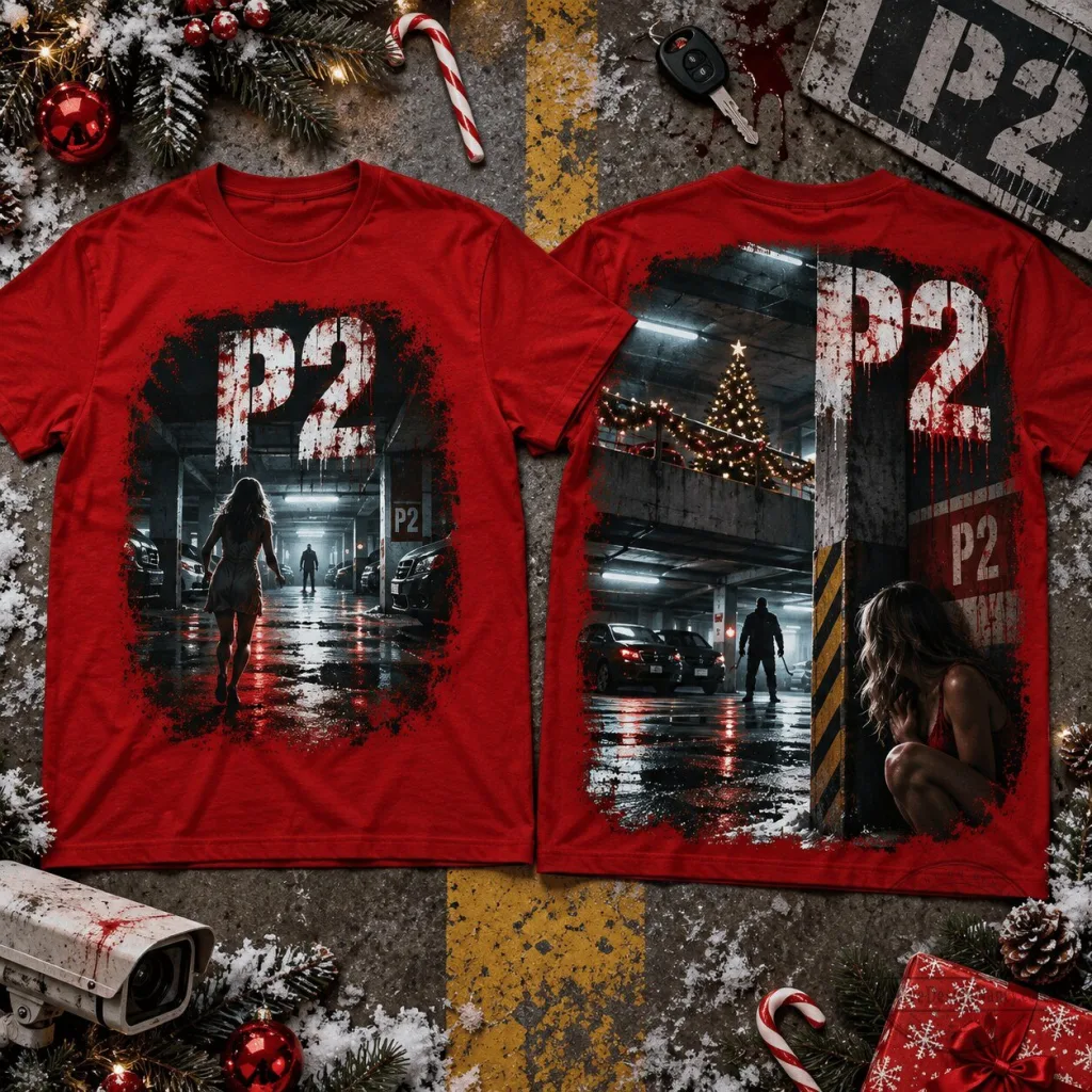 P2 Horror Movie Christmas Holiday Thriller Film Red Graphic T-Shirt P2 Horror Movie Christmas Holiday Thriller Film Red Graphic T-Shirt