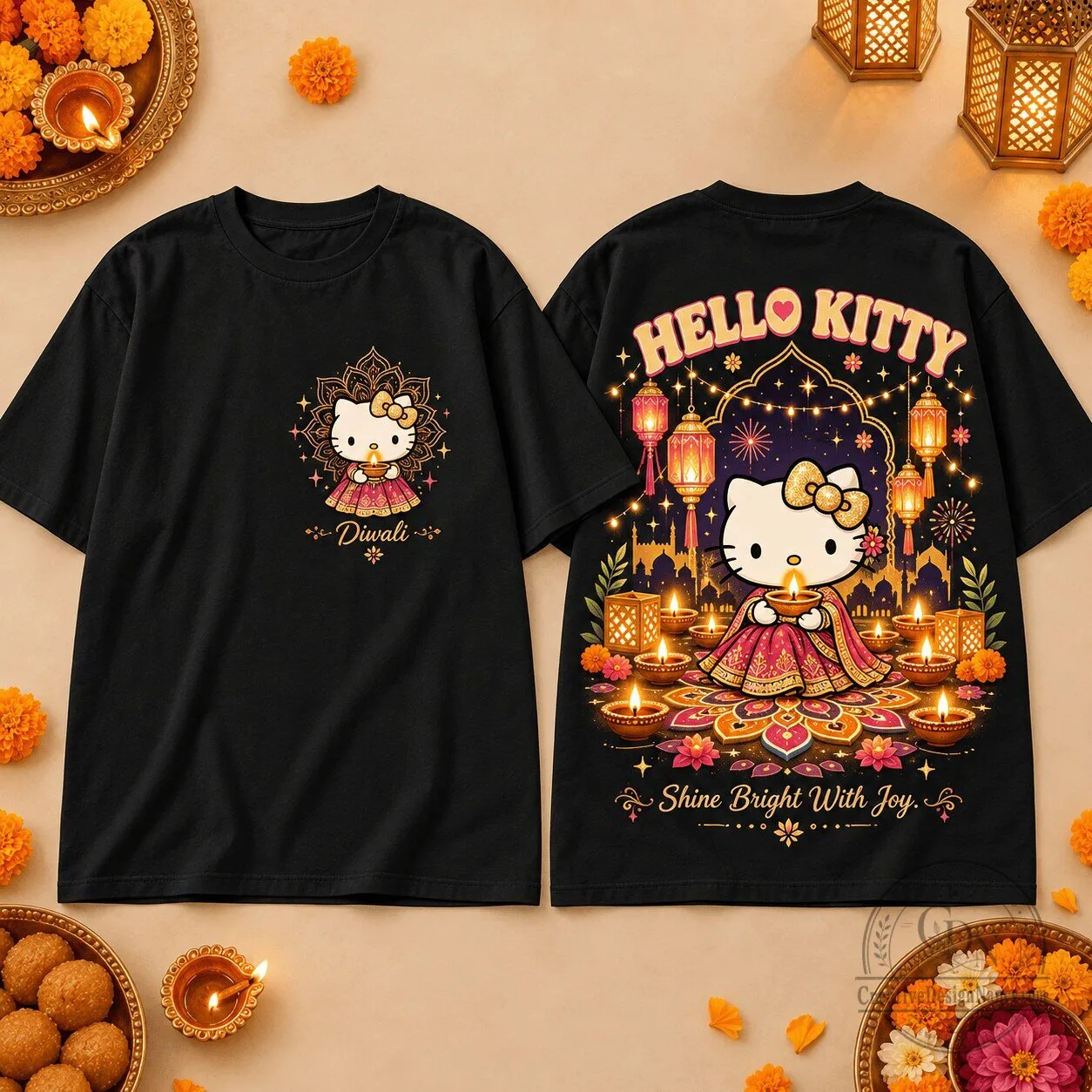 Hello Kitty Diwali Festival of Lights Shine Bright With Joy T-Shirt