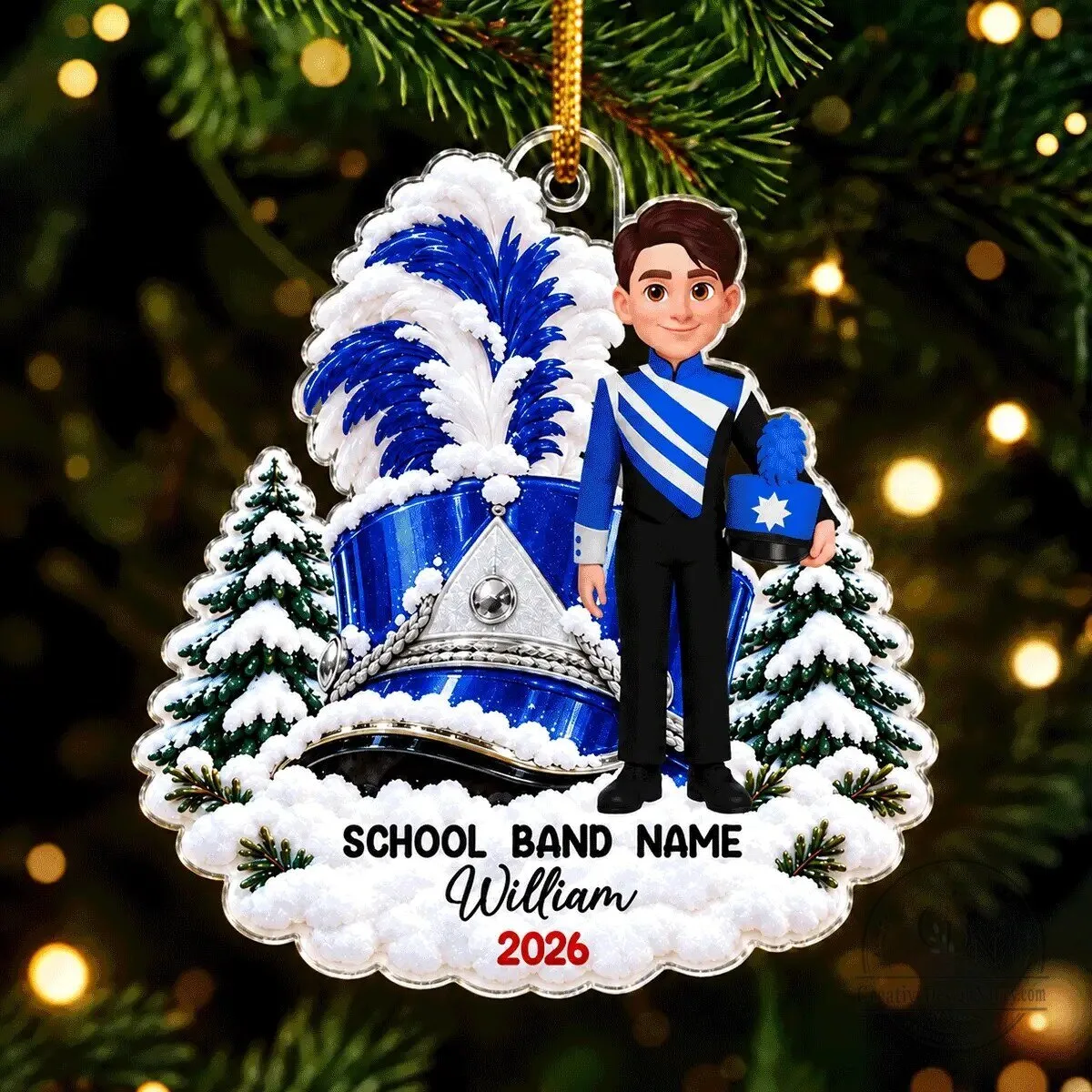 Personalized Marching Band Boy Christmas Tree Ornament