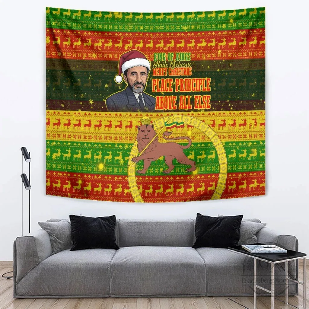 Haile Selassie King of Kings Lion of Judah Christmas Holiday Tapestry Wall Hanging