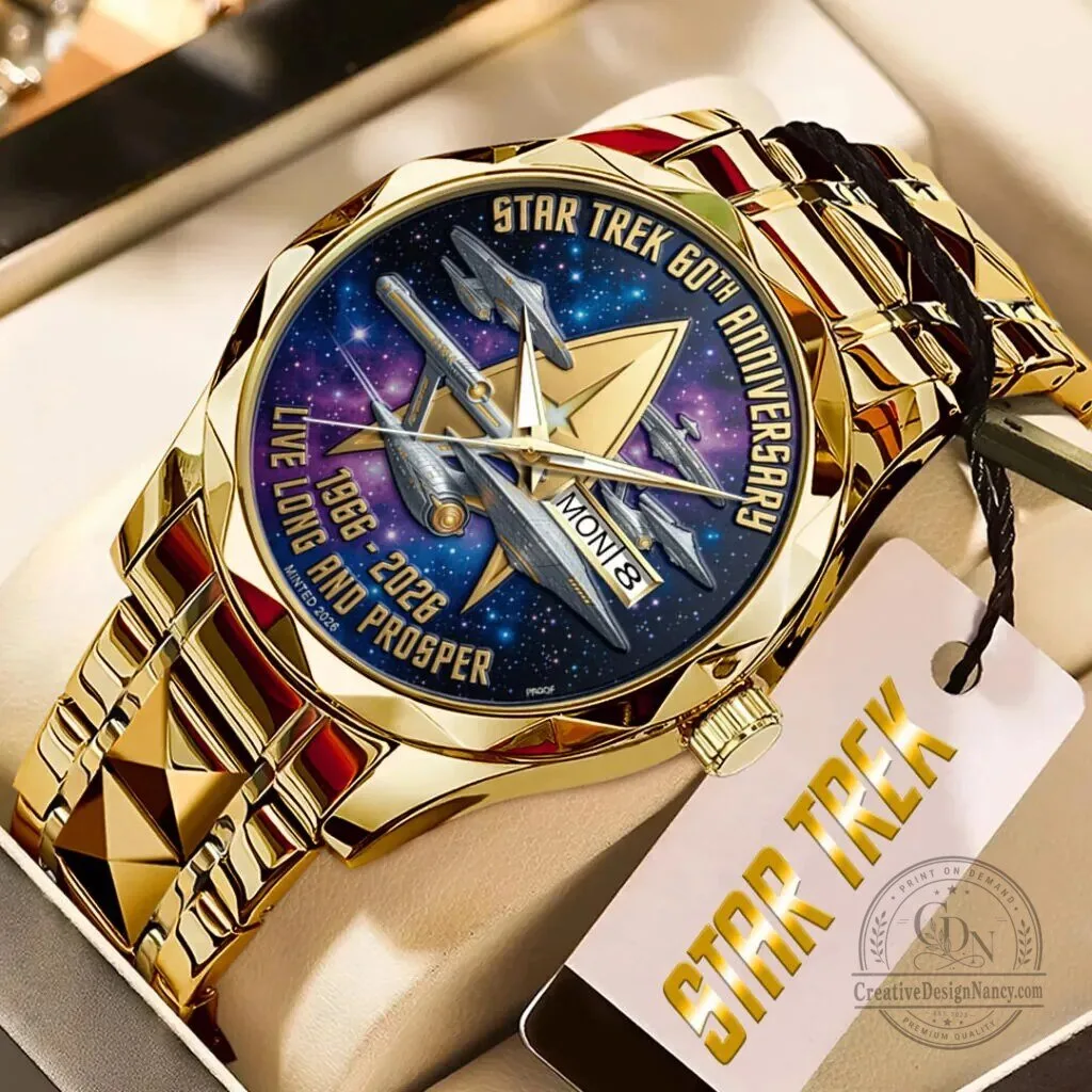 Star Trek 60th Anniversary Live Long and Prosper Gold Quartz Watch