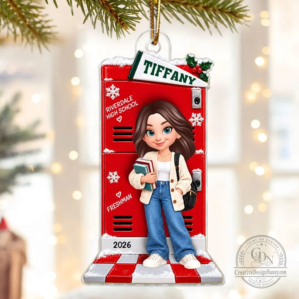 Riverdale High School Freshman Personalized Acrylic Christmas Ornament
