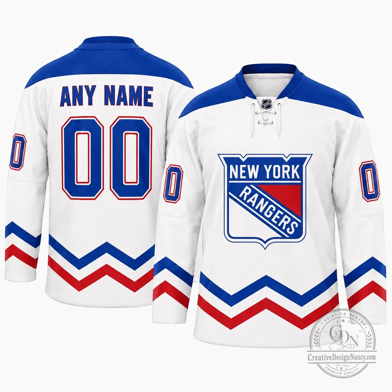 New York Rangers Hockey Personalized White Fan Jersey