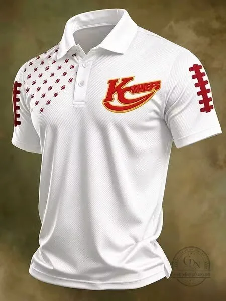 Kansas City Chiefs Football Fan White Polo Shirt for Men