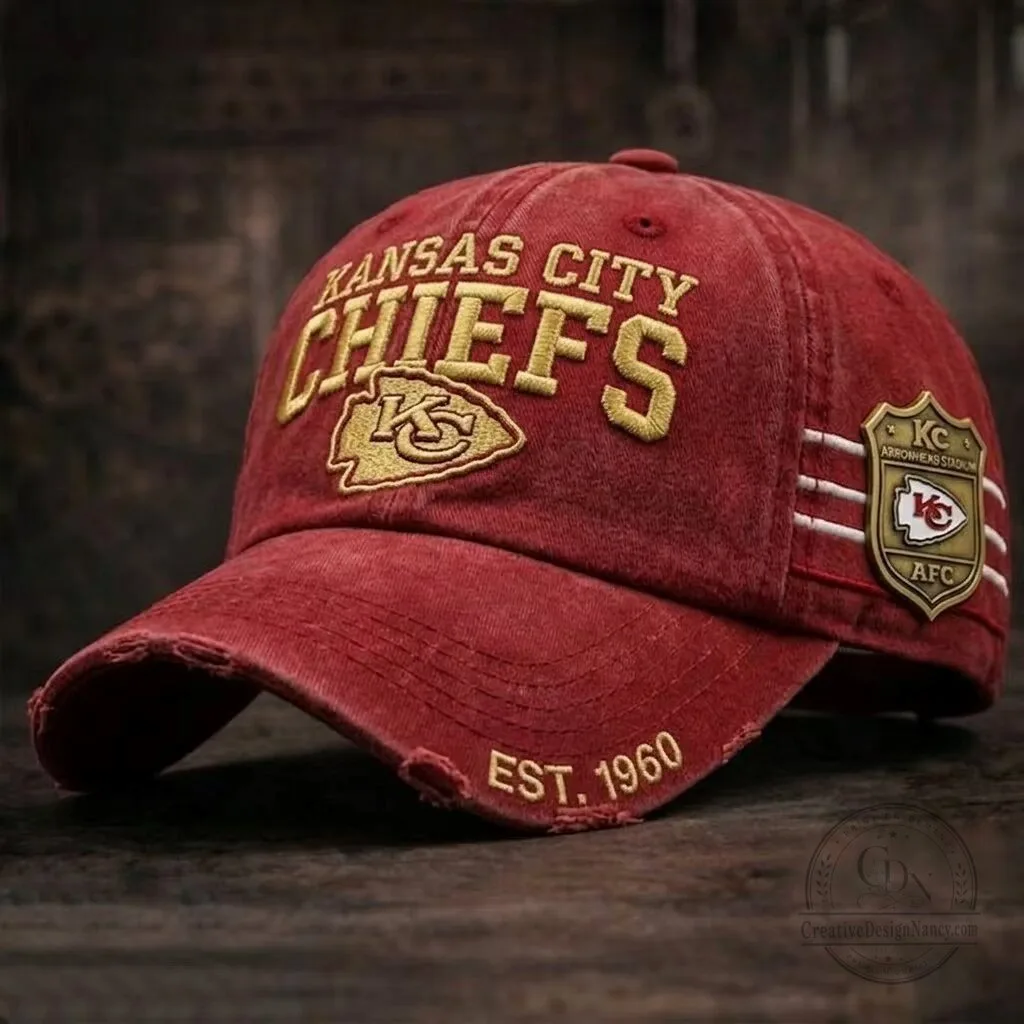 Kansas City Chiefs Distressed Adjustable Baseball Cap Hat