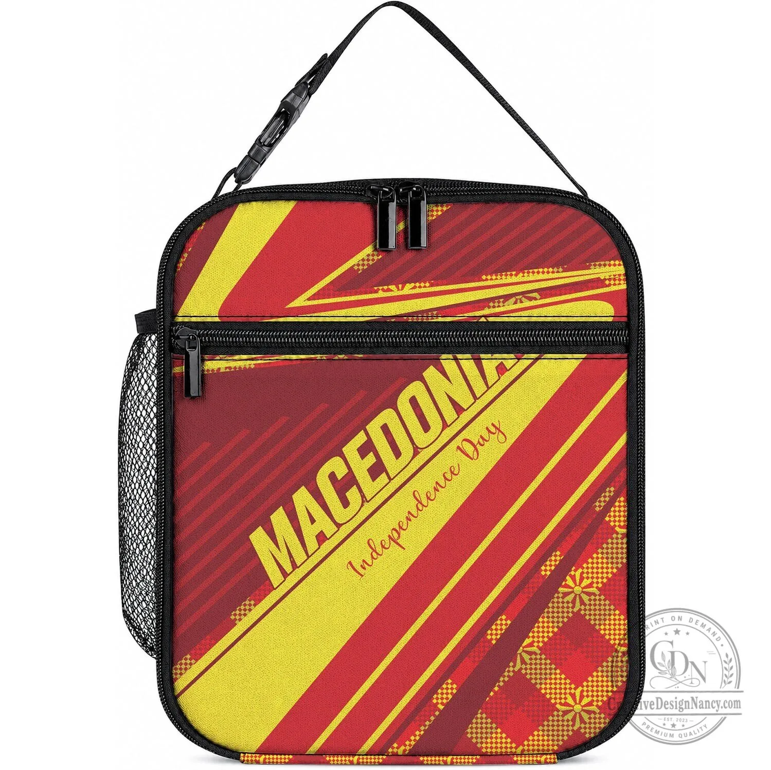 Macedonia Independence Day Red Yellow Stripe Insulated Lunch Bag Cooler