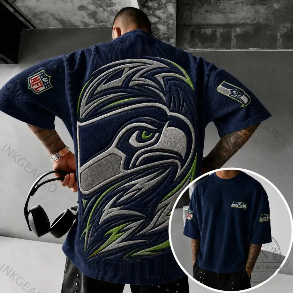 Seattle Seahawks NFL Football Team Logo Oversized Short-Sleeve T-Shirt Seattle Seahawks NFL Football Team Logo Oversized Short-Sleeve T-Shirt