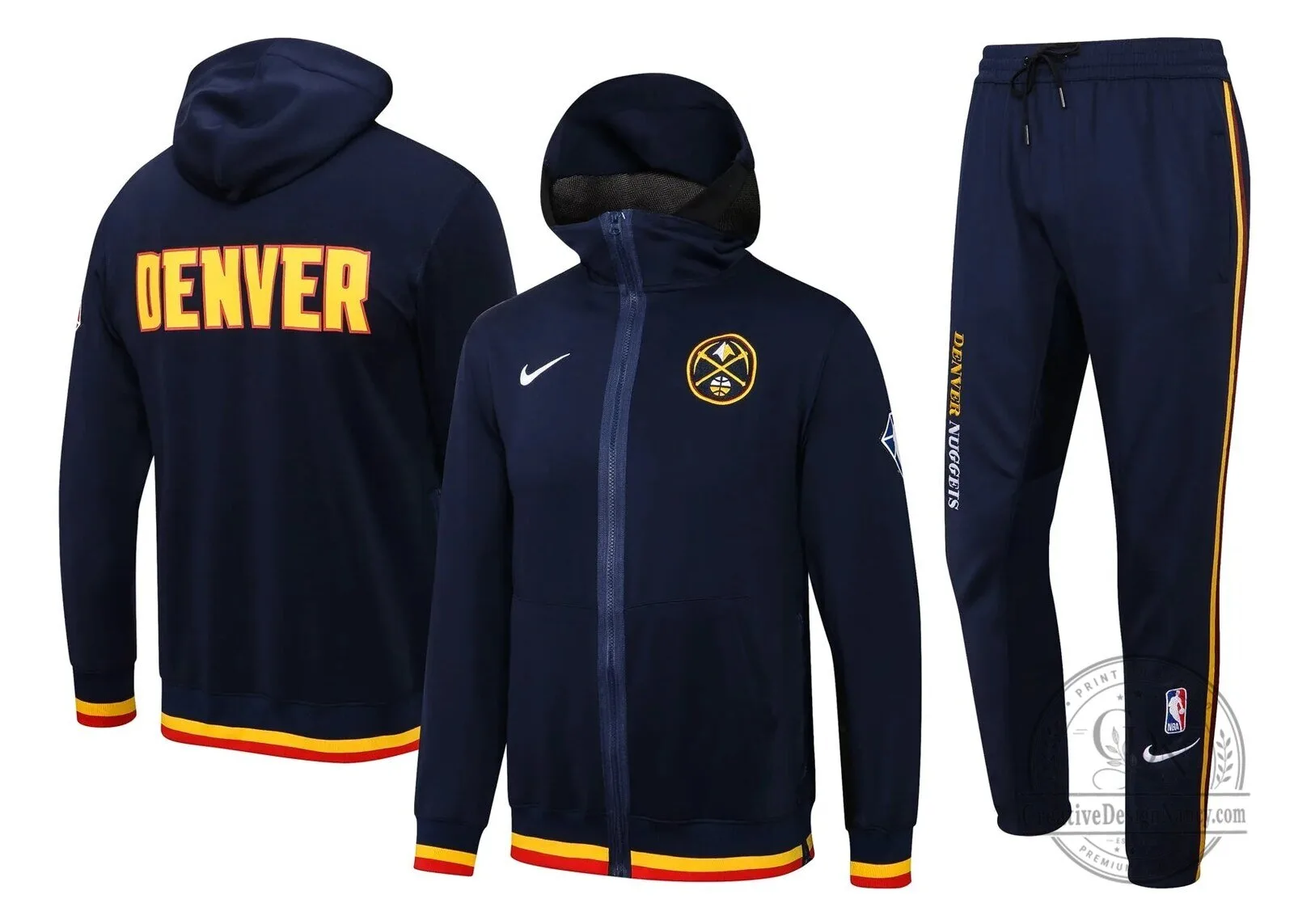 Denver Nuggets NBA Therma Flex Showtime Full-Zip Hoodie Tracksuit