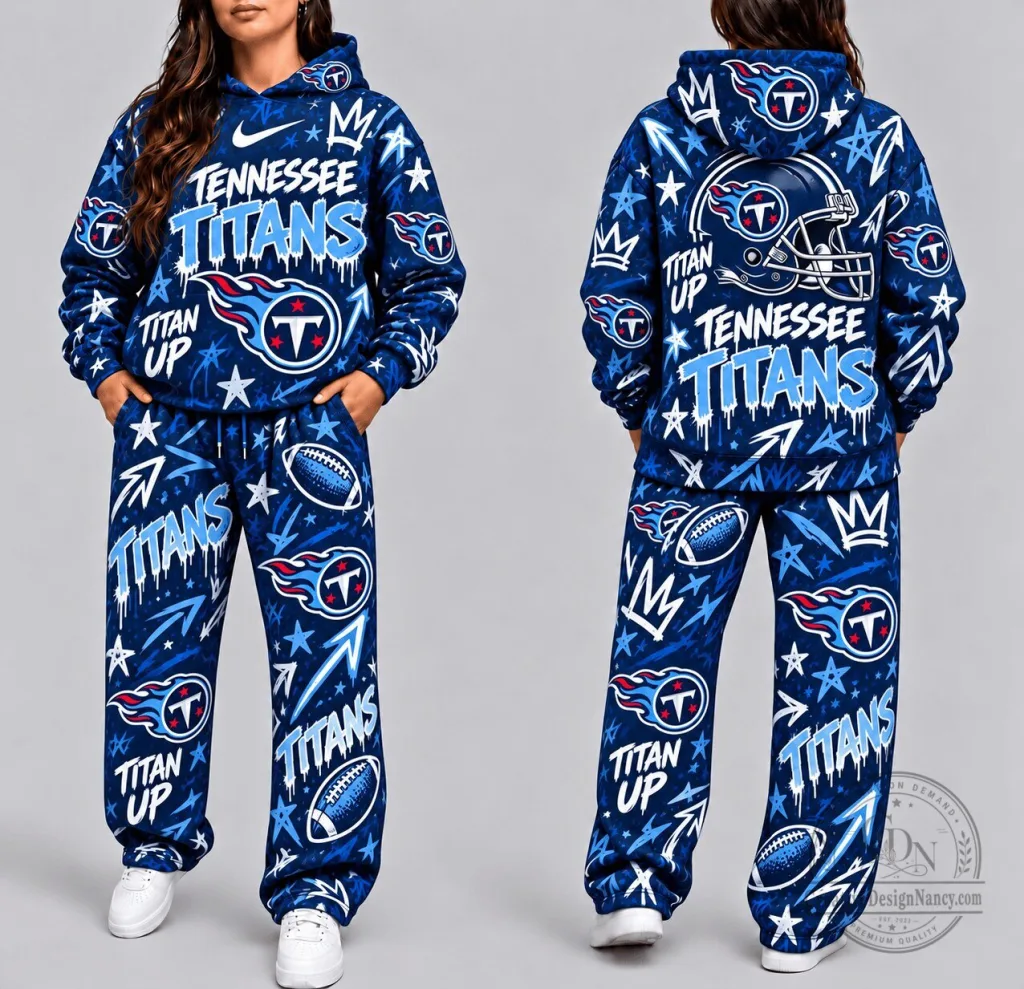 Tennessee Titans NFL Football Graffiti Style All Over Print Hoodie for Women Tennessee Titans NFL Football Graffiti Style All Over Print Hoodie for Women