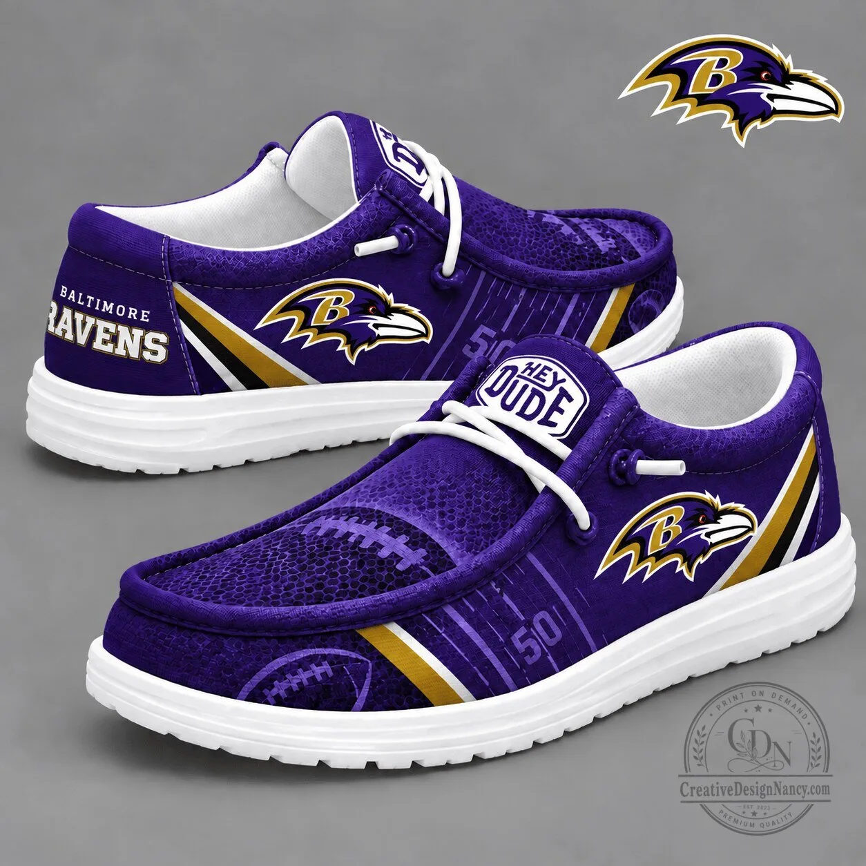 Hey Dude Style Shoes in Purple Featuring Baltimore Ravens Football Team Logo 1 Hey Dude Style Shoes in Purple Featuring Baltimore Ravens Football Team Logo