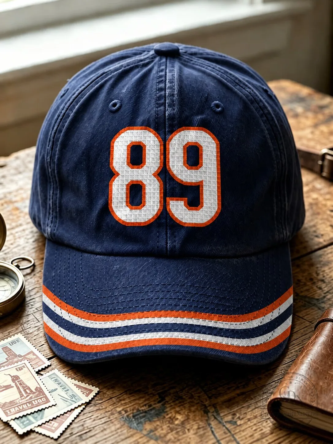 Vintage Style Number 89 Distressed Navy Blue Baseball Cap Hat