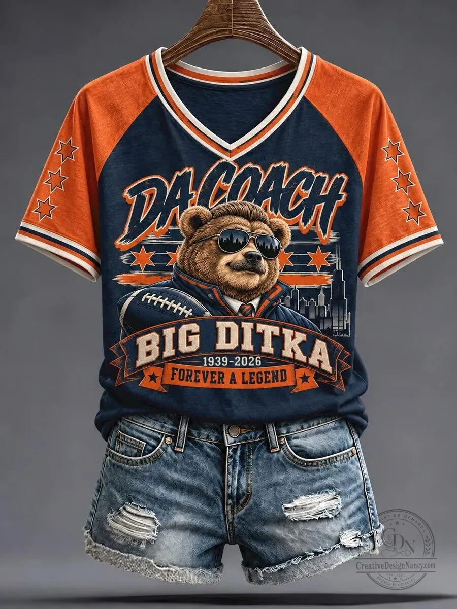 Mike Ditka Da Coach Forever A Legend Commemorative Football T-Shirt