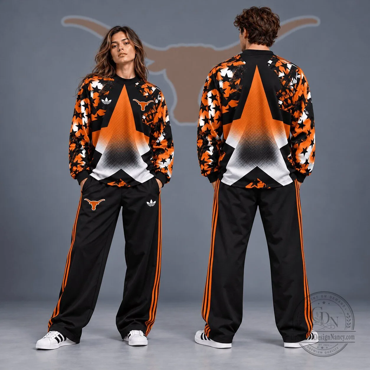 Texas Longhorns Starburst Athletic Crewneck Sweatshirt and Track Pants Set