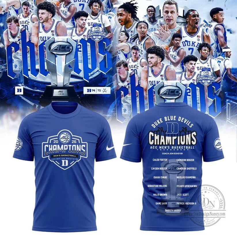 Duke Blue Devils ACC Men's Basketball Champions 2026 Commemorative T-Shirt