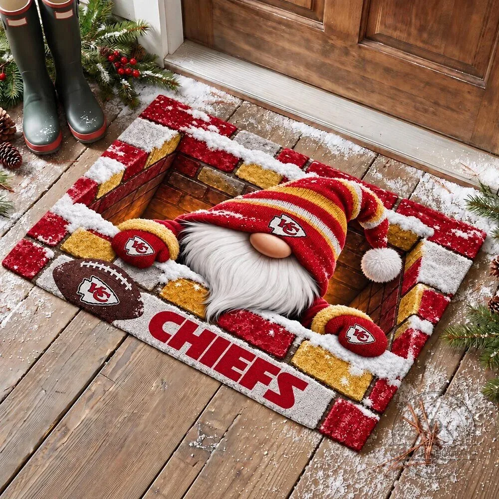 Kansas City Chiefs Holiday Gnome Christmas Football Fan Doormat