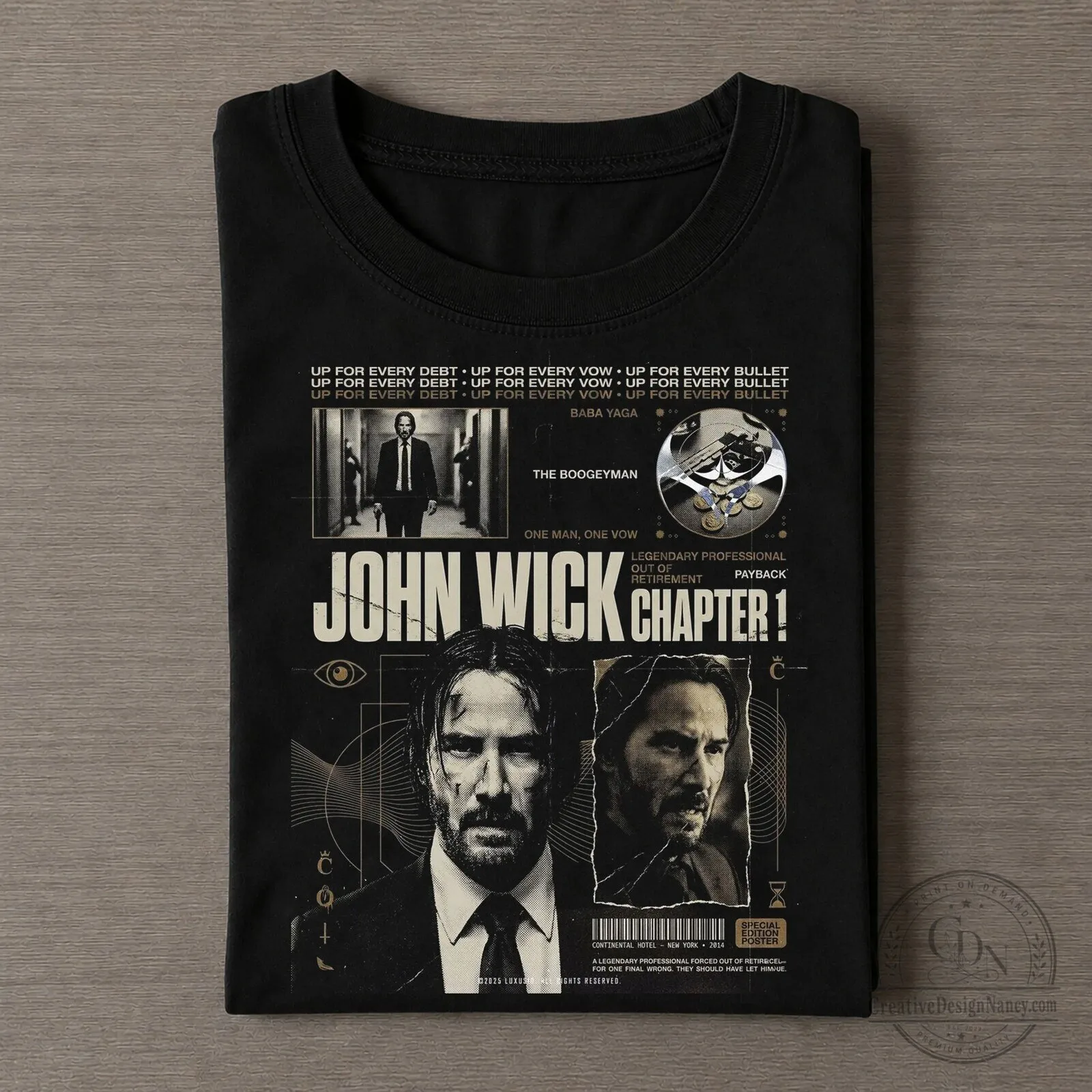 John Wick Chapter 4 Movie Poster Graphic Black T-Shirt