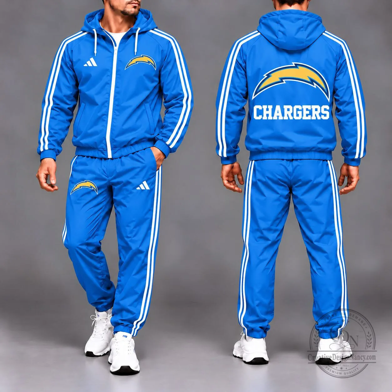 Los Angeles Chargers NFL Team Pride Full-Zip Hooded Jacket and Jogger Pants Set 1 Los Angeles Chargers NFL Team Pride Full-Zip Hooded Jacket and Jogger Pants Set