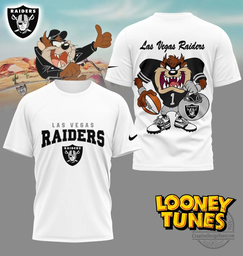 Las Vegas Raiders NFL Fan Shirt with Looney Tunes Tazmanian Devil