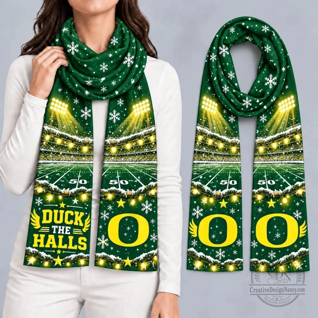 Oregon Ducks Football Stadium Christmas Scarf Oregon Ducks Football Stadium Christmas Scarf