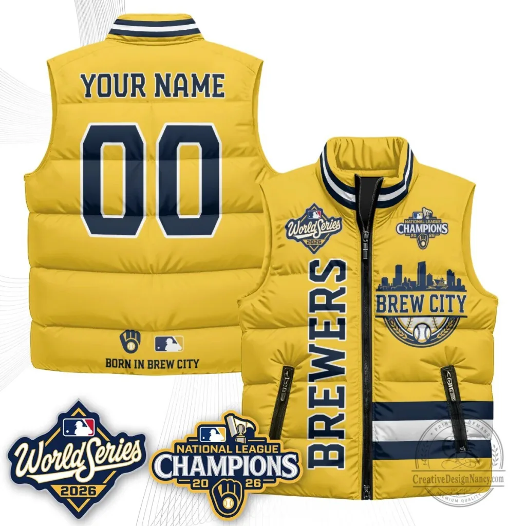 Puffer Vest for 2026 National League Champions - Milwaukee Brewers Puffer Vest for 2026 National League Champions - Milwaukee Brewers