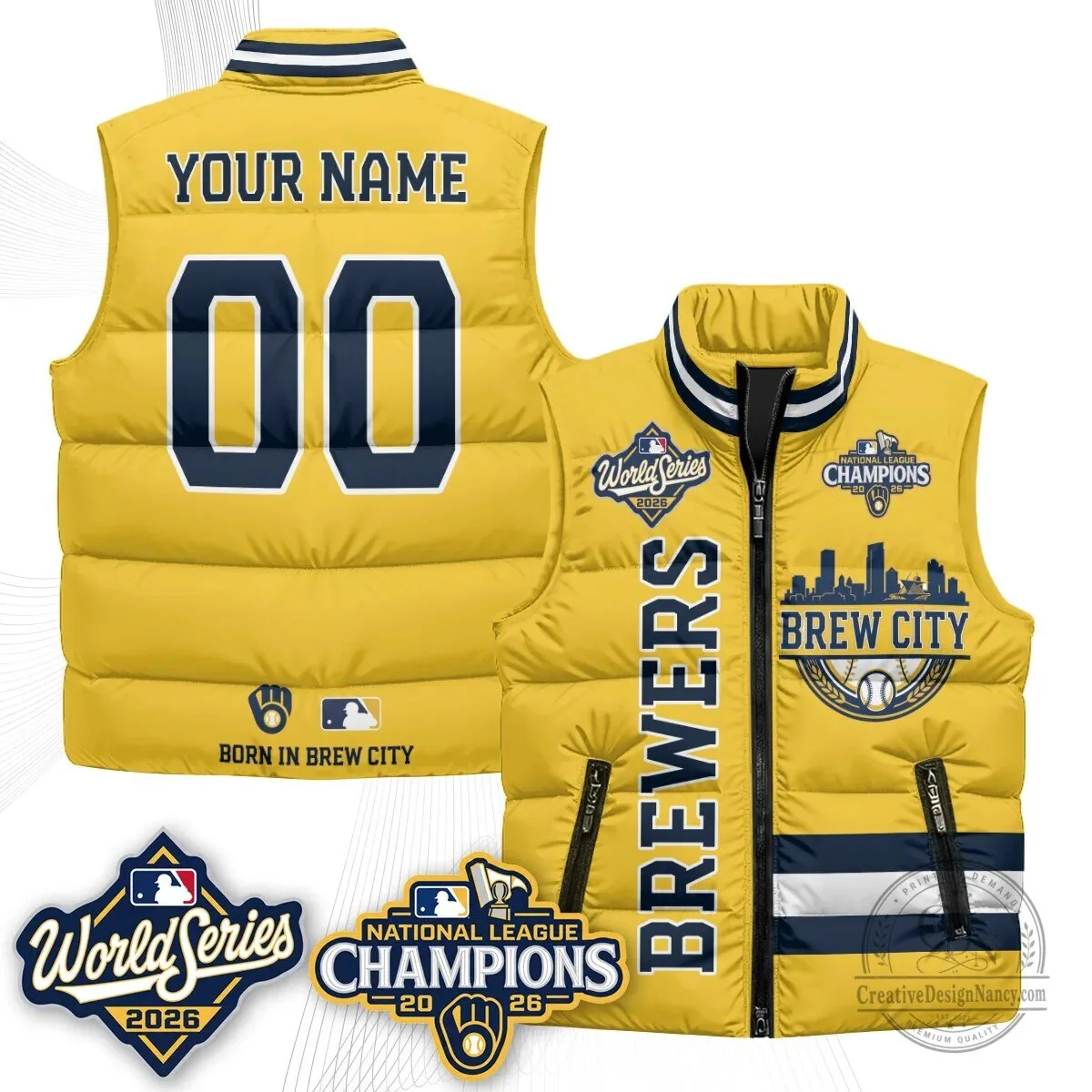 Puffer Vest for 2026 National League Champions - Milwaukee Brewers 4 Puffer Vest for 2026 National League Champions - Milwaukee Brewers