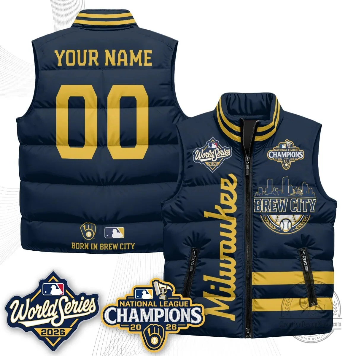 Puffer Vest for 2026 National League Champions - Milwaukee Brewers 5 Puffer Vest for 2026 National League Champions - Milwaukee Brewers