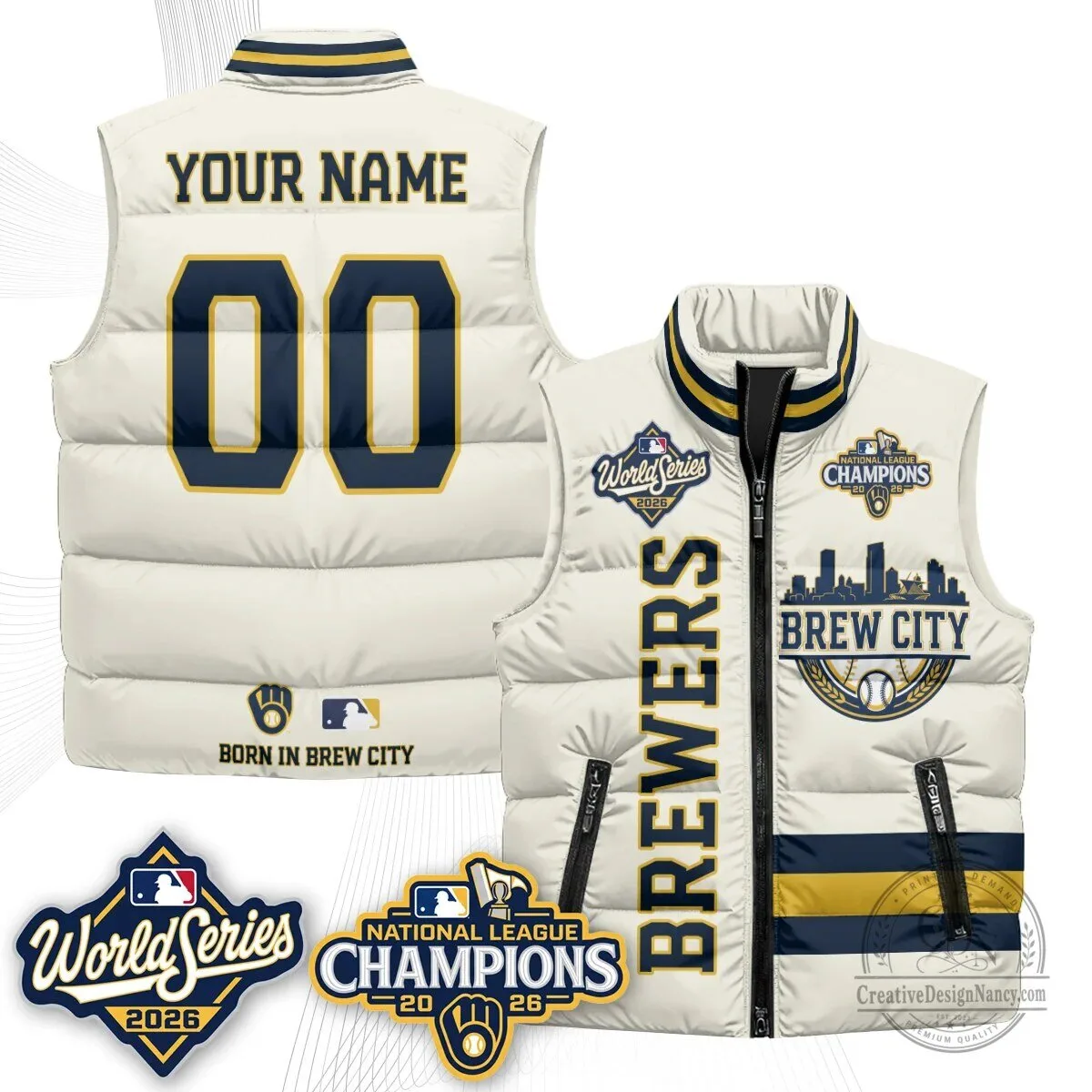 Puffer Vest for 2026 National League Champions - Milwaukee Brewers 6 Puffer Vest for 2026 National League Champions - Milwaukee Brewers