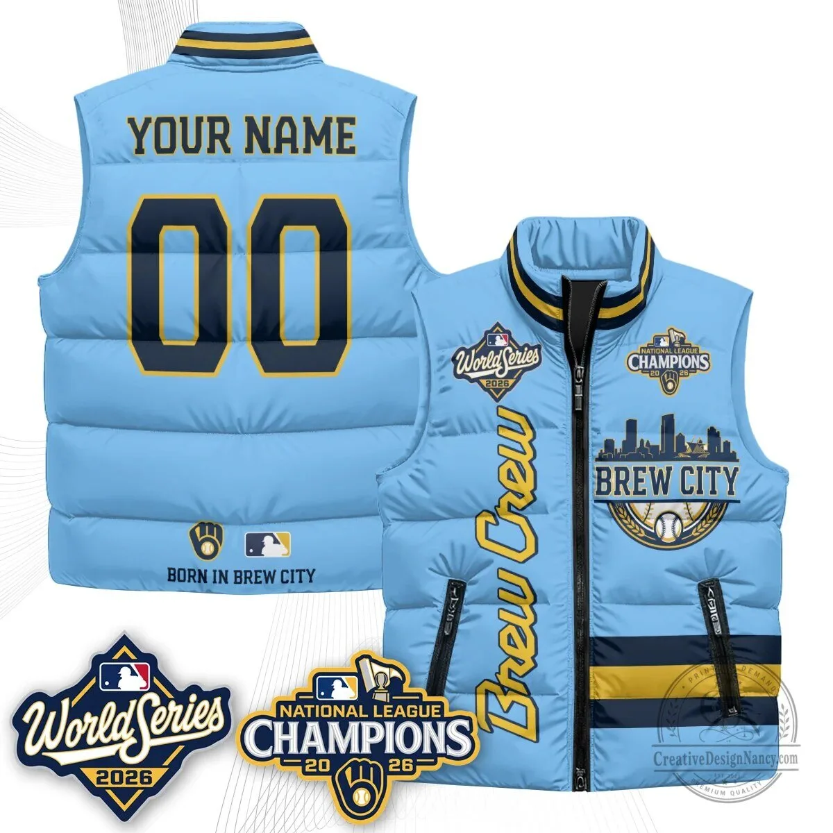 Puffer Vest for 2026 National League Champions - Milwaukee Brewers 7 Puffer Vest for 2026 National League Champions - Milwaukee Brewers