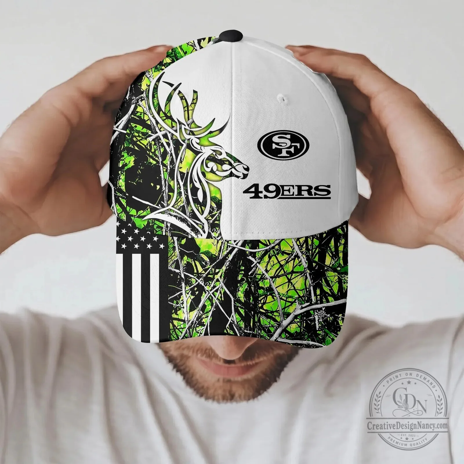 San Francisco 49ers Deer Hunting Camouflage American Flag Cap Hat 7 San Francisco 49ers Deer Hunting Camouflage American Flag Cap Hat
