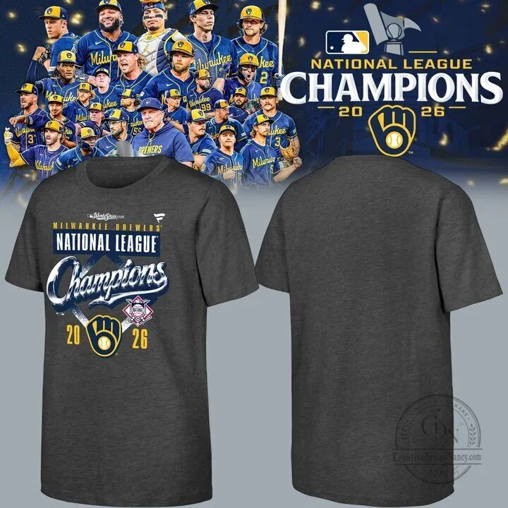 2026 National League Champion T-Shirt of Milwaukee Brewers Baseball