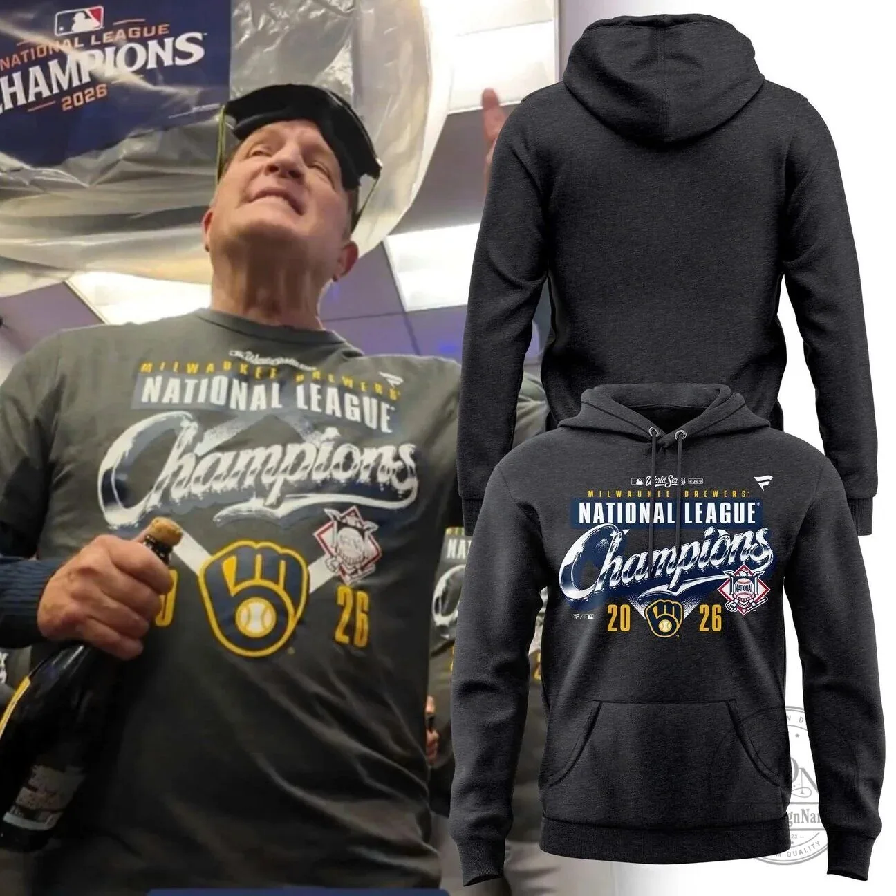 2026 Locker Room Hoodie for Milwaukee Brewers National League Champions