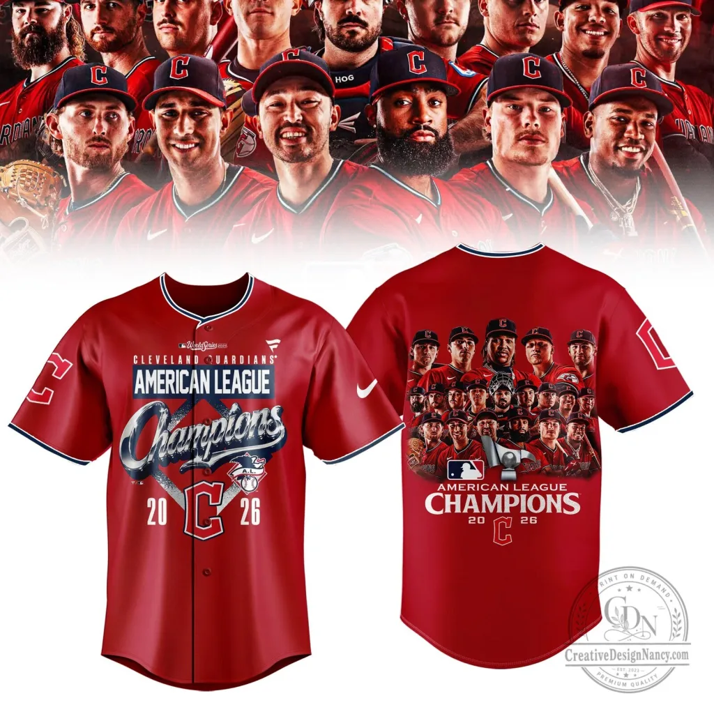 Cleveland Guardians American League Champions 2026 Baseball Jersey Cleveland Guardians American League Champions 2026 Baseball Jersey