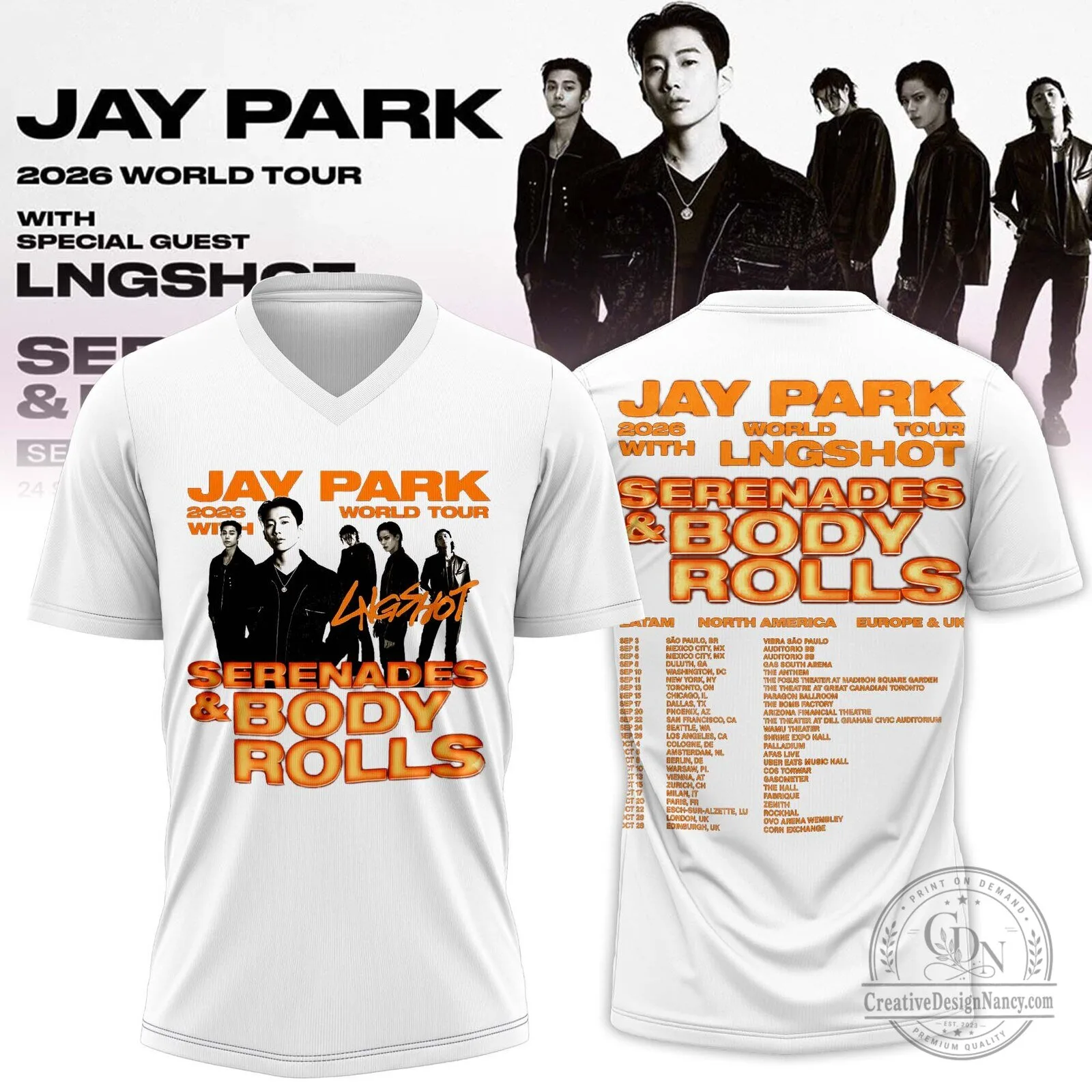 Jay Park 2026 World Tour Serenade and Body Rolls Concert T-Shirt