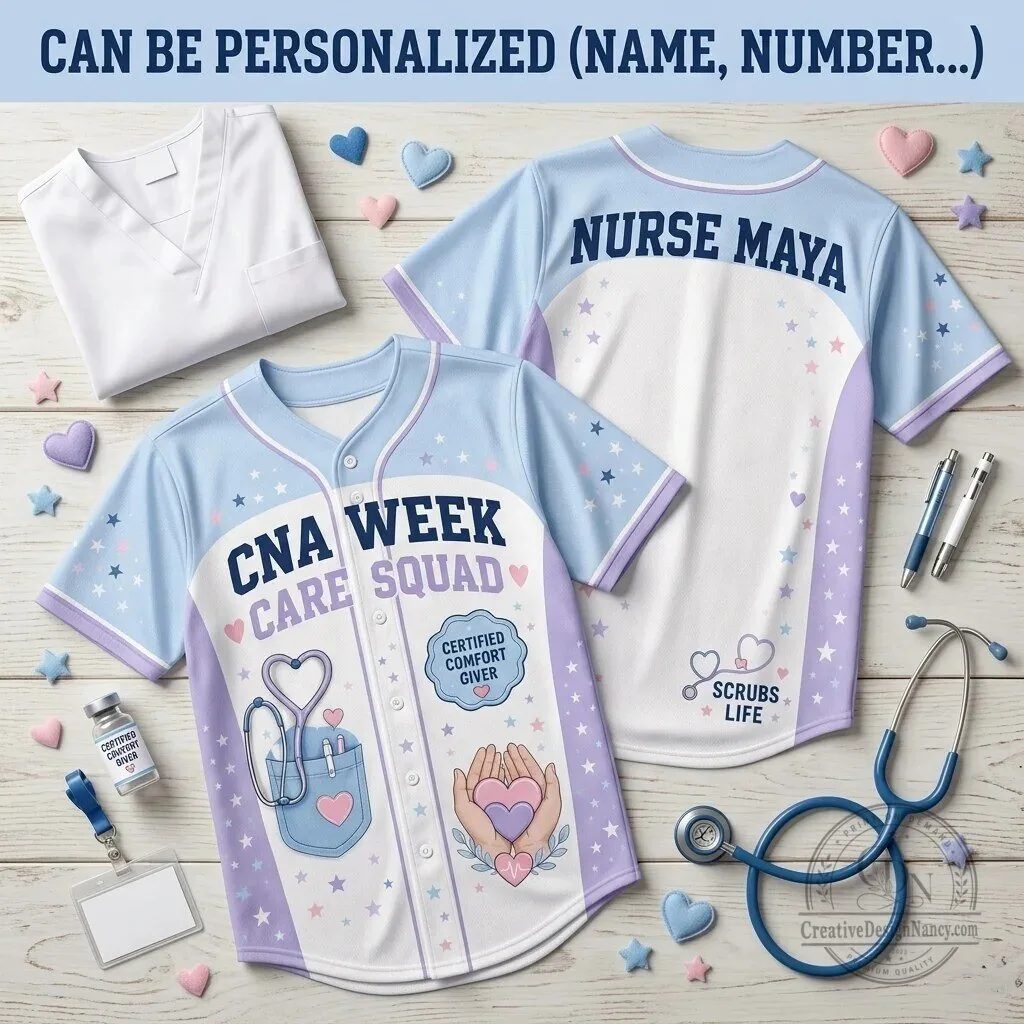 Personalized CNA Week Care Squad Baseball Jersey for Certified Nursing Assistants 1 Personalized CNA Week Care Squad Baseball Jersey for Certified Nursing Assistants
