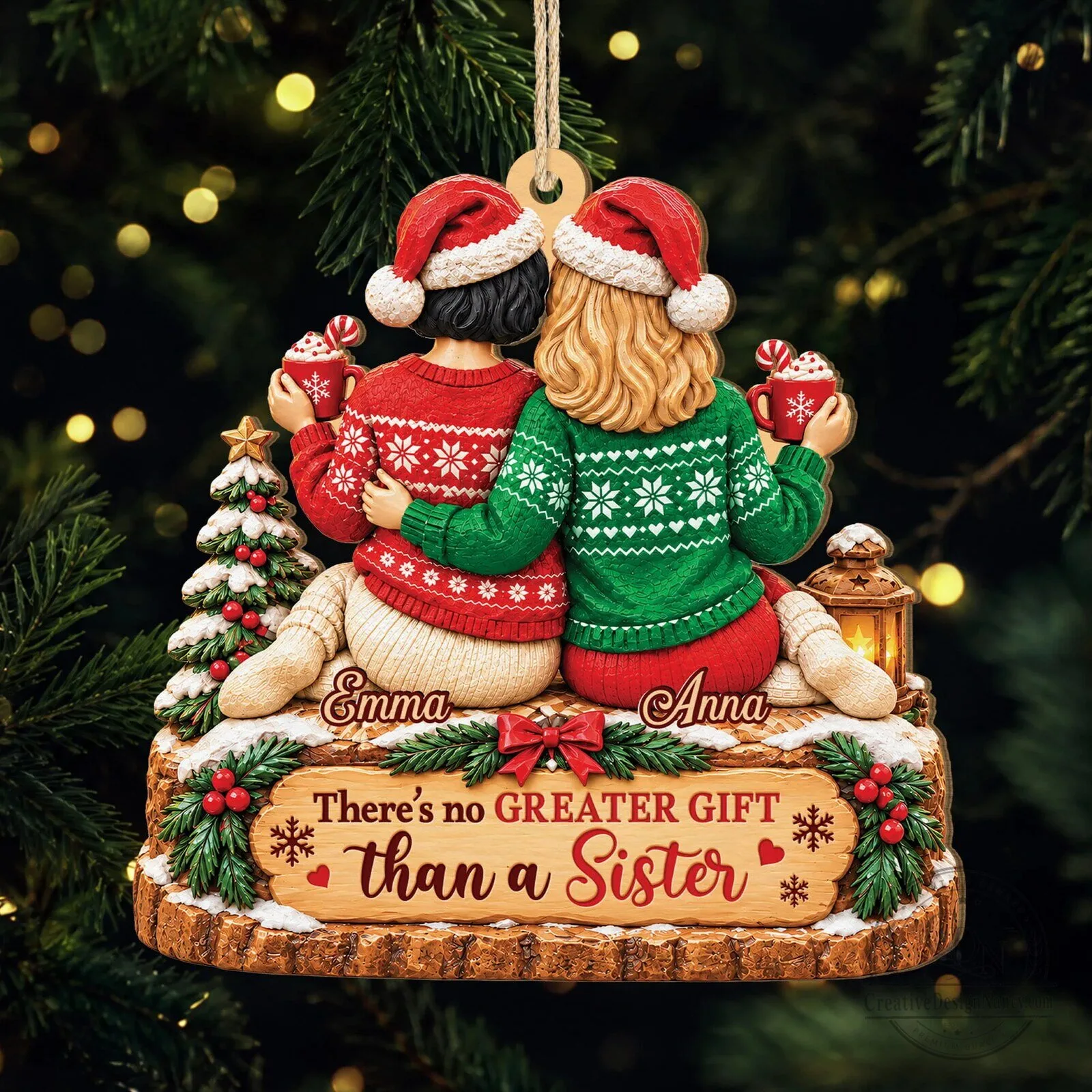 Personalized Sisters Christmas Ornament There's No Greater Gift Than a Sister 6 Personalized Sisters Christmas Ornament There