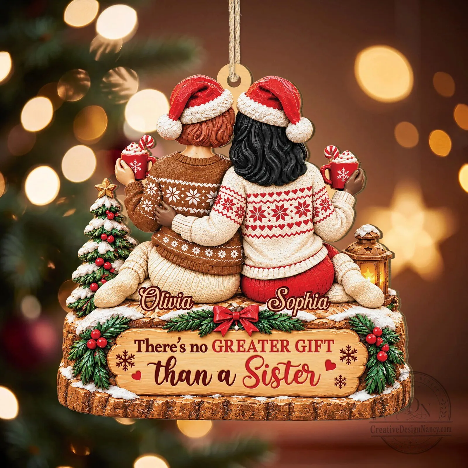 Personalized Sisters Christmas Ornament There's No Greater Gift Than a Sister 7 Personalized Sisters Christmas Ornament There