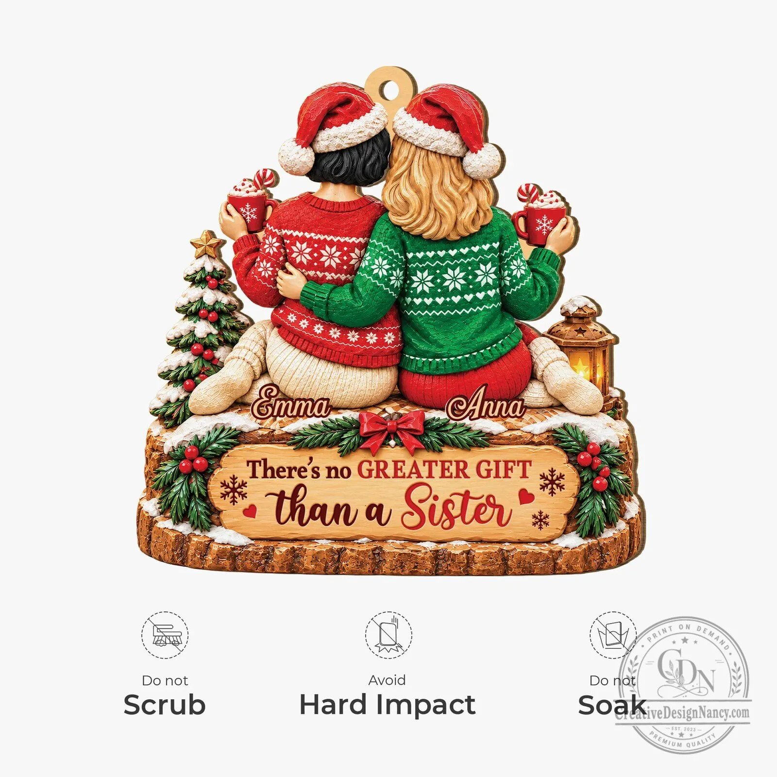 Personalized Sisters Christmas Ornament There's No Greater Gift Than a Sister 10 Personalized Sisters Christmas Ornament There